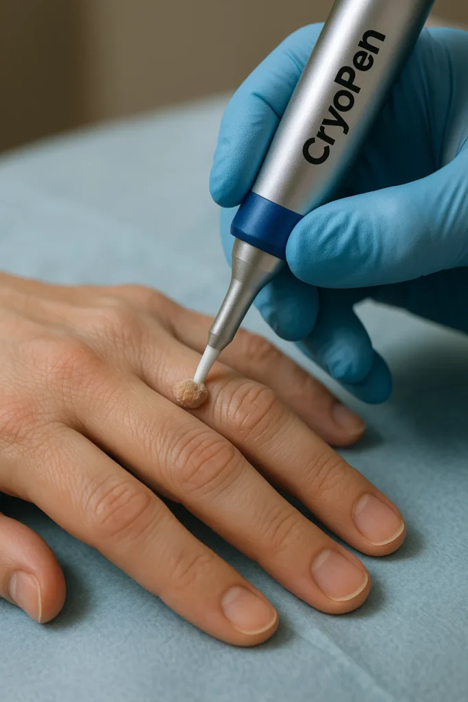 example of cryopen wart removal Higham Ferrers treatment on a persons finger