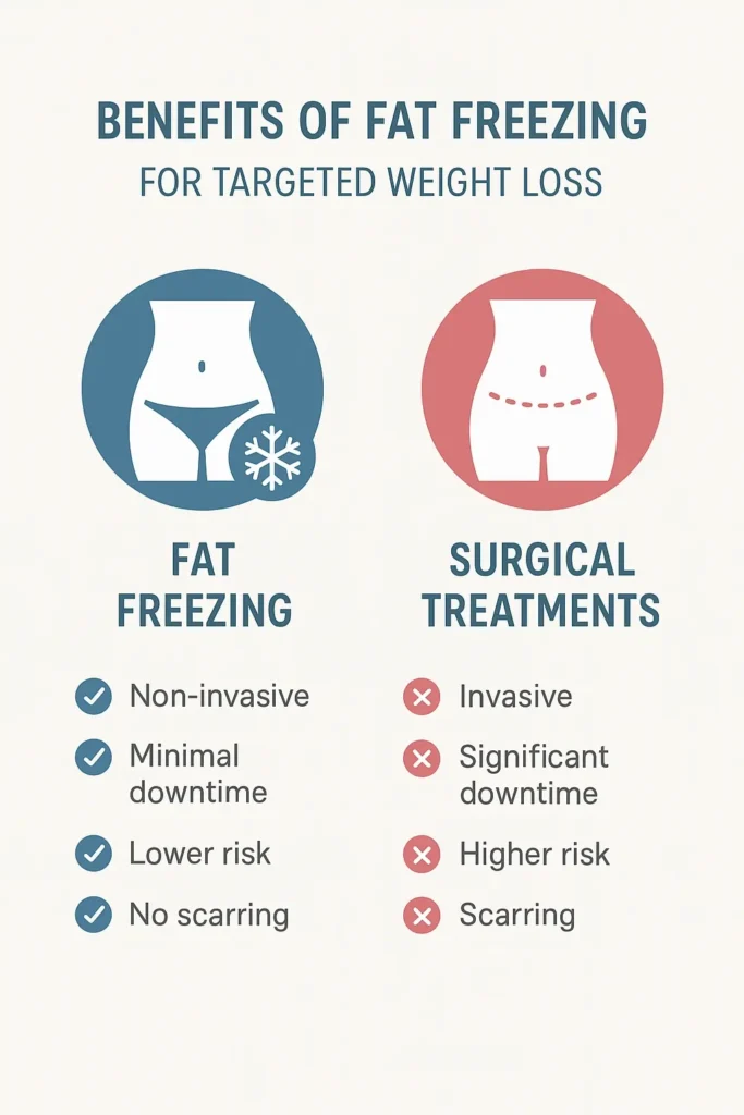 graphic showing the benefits of fat freezing Higham Ferrers