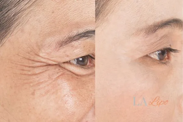 Before and after results of woman - HI-fu wrinkles reduction treatment Higham Ferrers