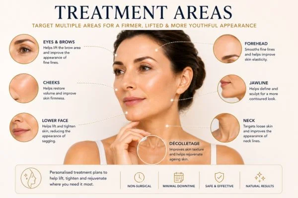 Areas of treatment for the ultimate lift tighten treatment Higham Ferrers